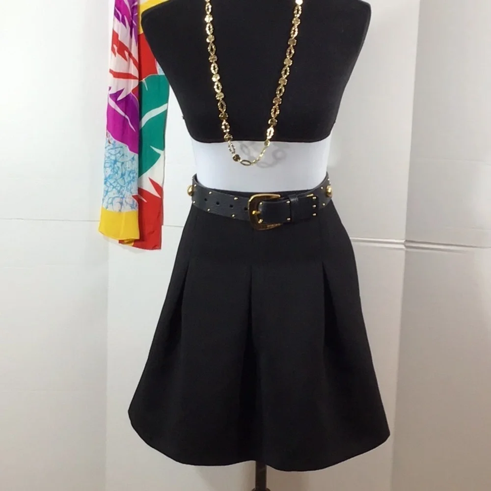 Madewell black jacquard pleated skirt 14